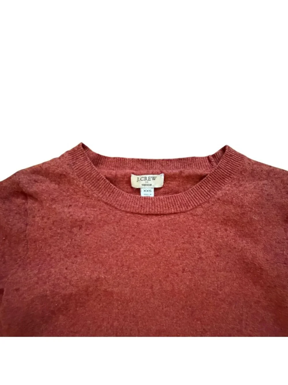 J. Crew Teddy Sweater- Crew Neck Sweater-Orange/Red Rust Color-XXS-Fair